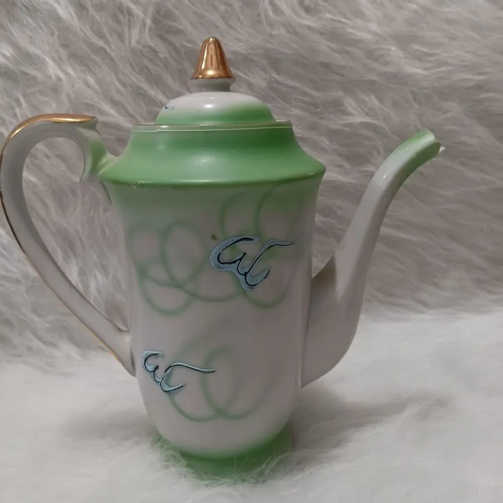 Vintage Hand Decorated Japan Green Moriage Dragon tea set